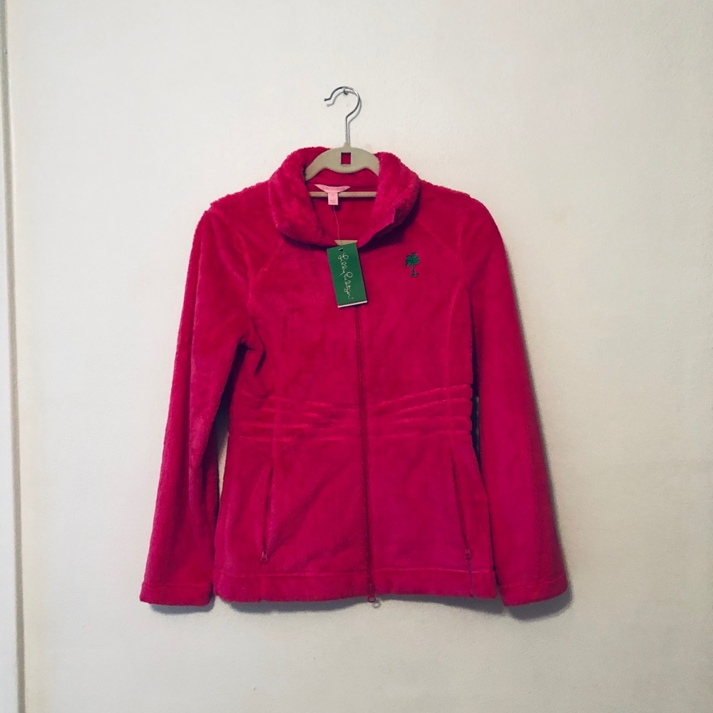 Lilly Pulitzer Pink Maddie Fleece Front Zip Jacket